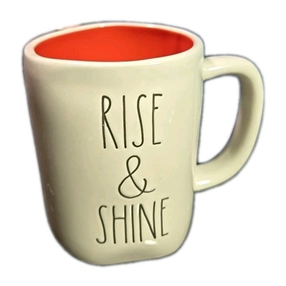 Rae Dunn Rise and Shine Mug Orange And White Large